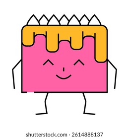 cake dessert character line icon vector. cake dessert character sign. isolated symbol illustration