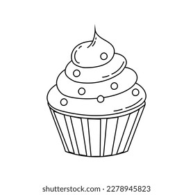Cake dessert doodle Coloring book with vector for kids