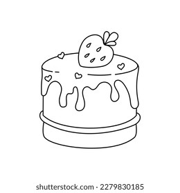 Cake dessert doodle Coloring book with vector for kids