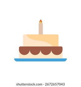 Icono de color plano del postre de la torta: Comida dulce y celebración