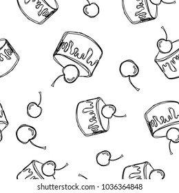 Cake dessert graphic black white seamless pattern illustration vector