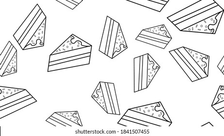 Cake dessert graphic black white seamless pattern illustration vector.