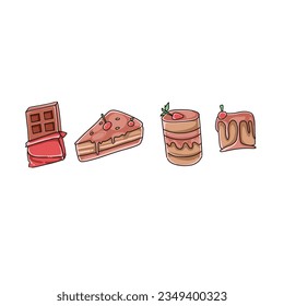cake and dessert hand drawn doodle illustrations vector set