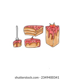 cake and dessert hand drawn doodle illustrations vector set