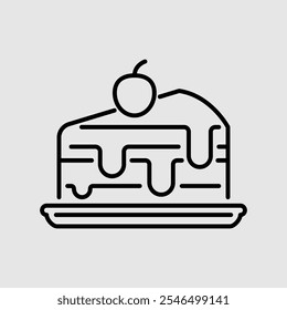 Cake Dessert Happy Birthday Line Icon