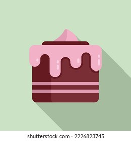 Cake dessert icon flat vector. Happy party. Sweet cream