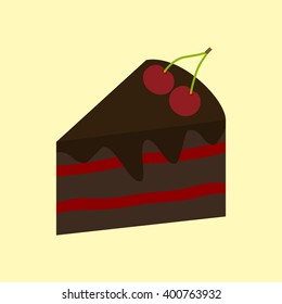 Cake Dessert Icon. Fruit cake. Cherry. Vector illustration