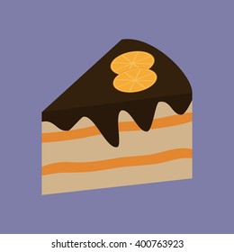 Cake Dessert Icon. Fruit cake. Orange. Vector illustration