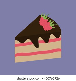 Cake Dessert Icon. Fruit cake. Raspberry. Vector illustration