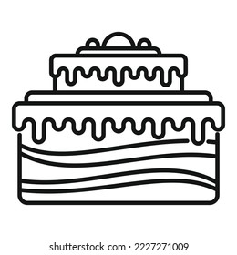 Cake dessert icon outline vector. Happy party. Sweet cream