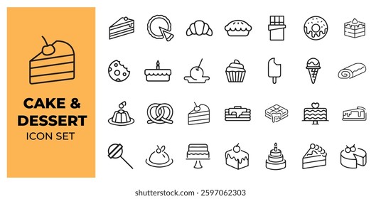 Cake and dessert icon set