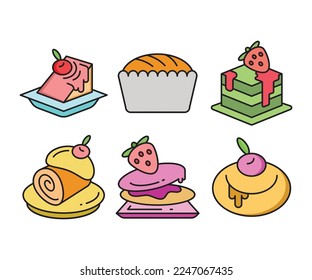 cake and dessert icons set