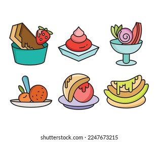 cake and dessert icons set