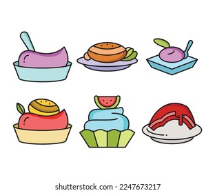 cake and dessert icons set
