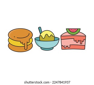 conjunto de iconos de pastel y postre