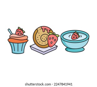 conjunto de iconos de pastel y postre