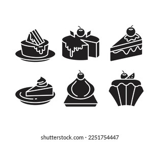 cake and dessert icons set