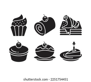cake and dessert icons set