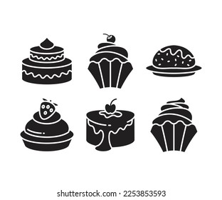 cake and dessert icons set