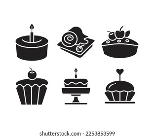 cake and dessert icons set