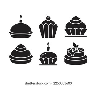 cake and dessert icons set