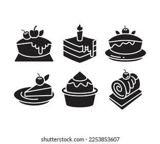 cake and dessert icons set