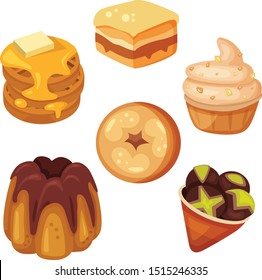 cake dessert illustration set icon vector