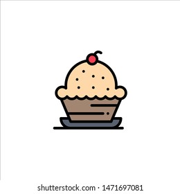 Cake, Dessert, Muffin, Sweet, Thanksgiving Business Logo Template. Flat Color