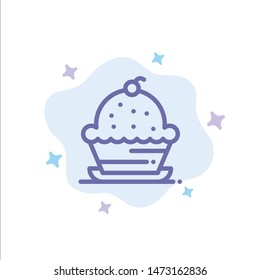 Cake, Dessert, Muffin, Sweet, Thanksgiving Blue Icon on Abstract Cloud Background