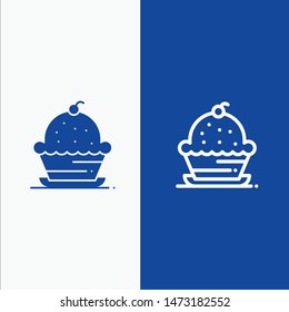 Cake, Dessert, Muffin, Sweet, Thanksgiving Line and Glyph Solid icon Blue banner Line and Glyph Solid icon Blue banner