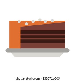 Cake dessert on dish flat