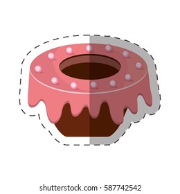 cake dessert pink glaze shadow vector illustration eps 10