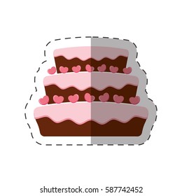 cake dessert pink heart shadow vector illustration eps 10