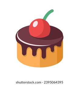 Cake dessert, sweet food. Simple delicious symbol. Sweet birthday cake, Bakery cupcake isolated on white. Vector illustration