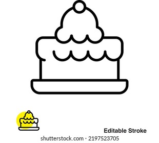 Icono de la línea del vector de postre de pasteles