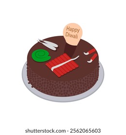 Cake, Diwali, Hindu, Indian Symbol Illustration