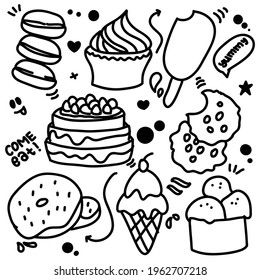 Doodle de torta en blanco y negro