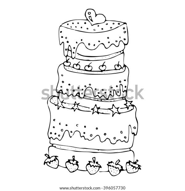 Cake Doodle Cartoon Art Isolated On Stock Vector Royalty Free