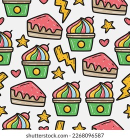 Cake doodle cartoon illustration pattern design