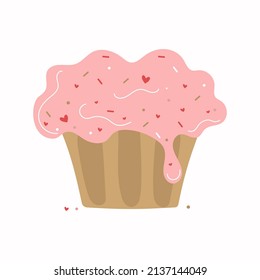 Corazón de torta y garabato. Cajones y cajas de regalo. Diseño para postales. Ilustración vectorial. Fondo aislado.	