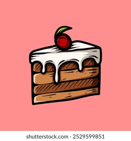 Cake doodle icon. Hand drawn illustration of cake vector icon for web design