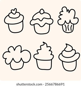 Cake doodle illustration with doodle style drawing