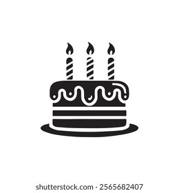 Cake doodle layers icon,Vector illustration cake and candel hand-drawn style isolated on white background.