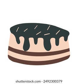 Cake in doodle style isolated on white. Vector for cards and stickers.