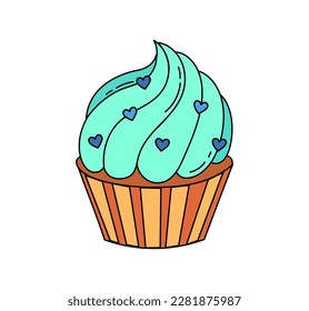 Dibujo de color del doodle del pastel Vector aislado en blanco