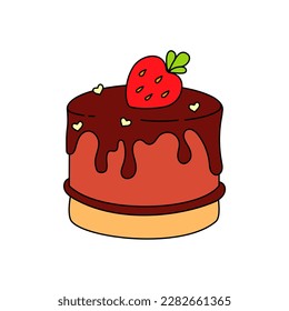 Cake doodle Vector color illustration isolated on white