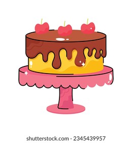 Cake doodle vector filled outline Sticker. EPS 10 file