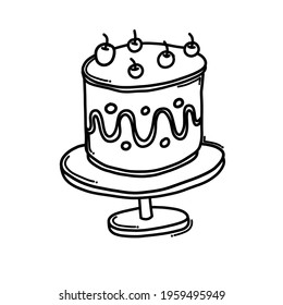 Cake Doodle vector icon. Drawing sketch illustration hand drawn cartoon line.