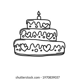 Cake Doodle vector icon. Drawing sketch illustration hand drawn cartoon line.
