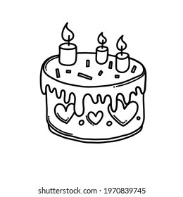 Cake Doodle vector icon. Drawing sketch illustration hand drawn cartoon line.